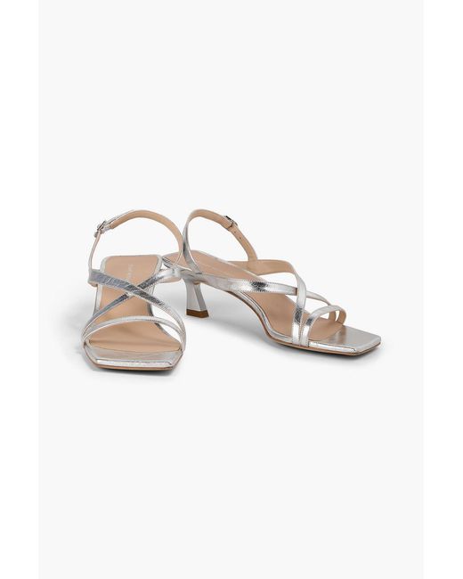 Stuart Weitzman White Oasis 50 Leather Slingback Sandals