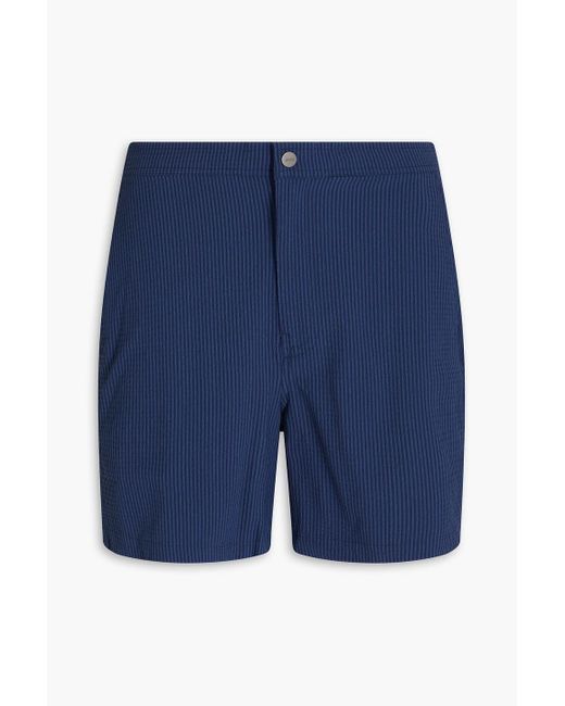 Onia Blue Calder 6e Mid-length Striped Seersucker Swim Shorts for men