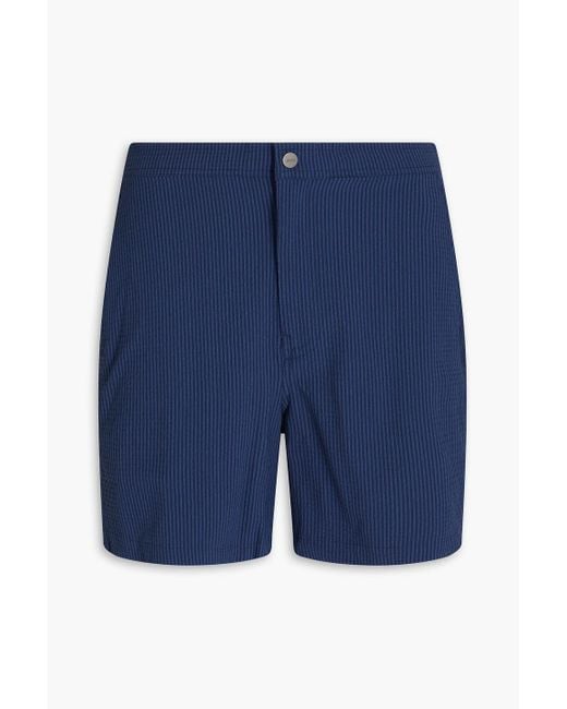 Onia Calder mittellange badeshorts aus seersucker mit streifen in Blue für Herren