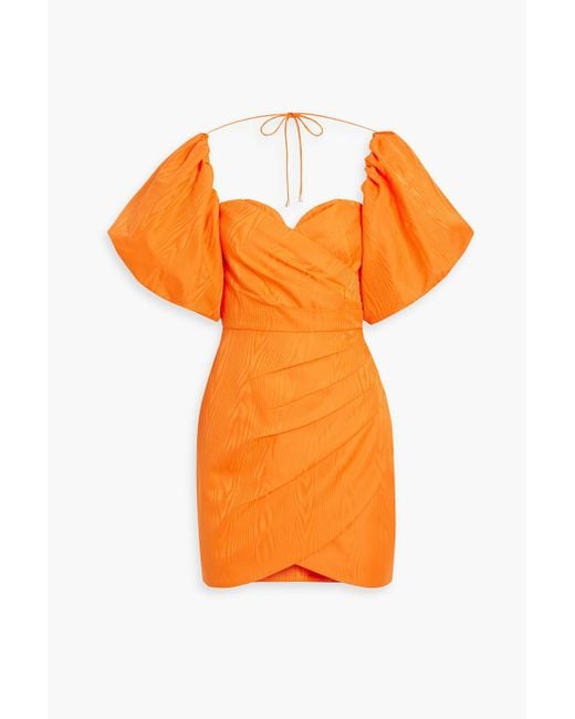 Rebecca Vallance Orange Carmelita Wrap-effect Moire Mini Dress