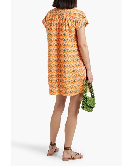 Saloni Yellow Ashley Printed Cotton-Poplin Mini Dress