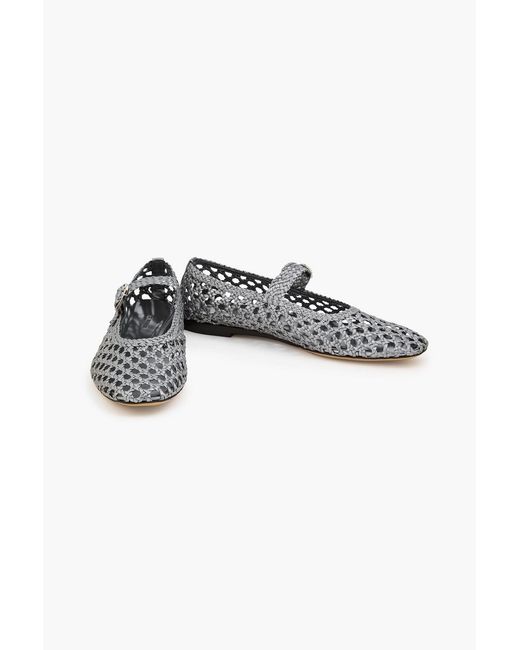 Le Monde Beryl Metallic Woven Leather Mary Jane Flats