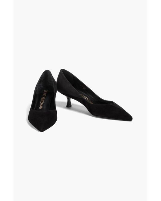 Stuart Weitzman Black Eva 50 Suede Pumps