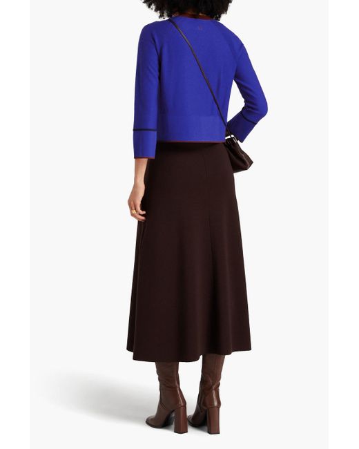 Victoria Beckham Blue Cropped Wool-blend Sweater