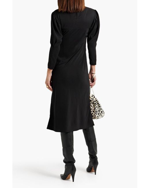 IRO Black Maldi midikleid aus crêpe de chine mit verzierung