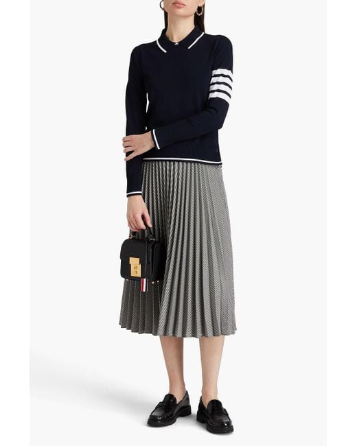 Thom Browne Blue Striped Knitted Polo Sweater