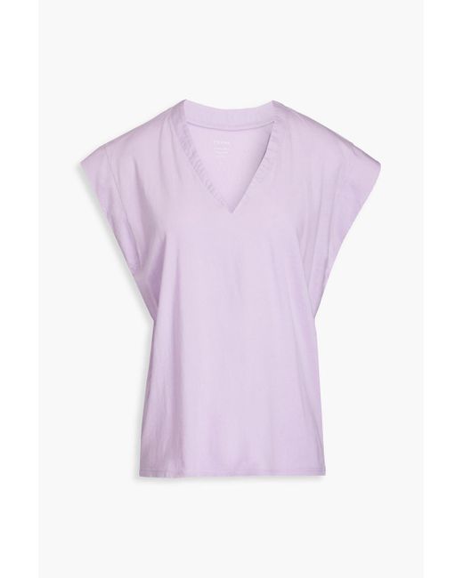 FRAME Purple Le Mid Rise V Pima Cotton-jersey T-shirt