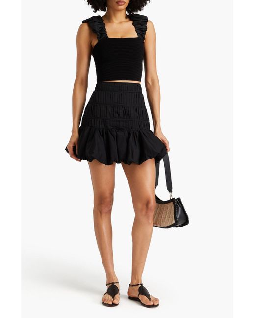 Aje. Black La Vie Pleated Cotton-poplin Mini Skirt