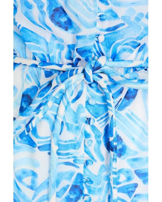 Rebecca Vallance Blue Minikleid aus baumwollmusselin mit print