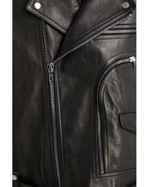 Rick Owens Black Leather Biker Jacket for men