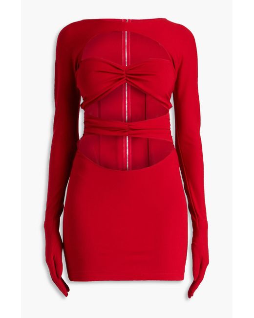 Dolce & Gabbana Red Cutout Stretch-jersey Mini Dress