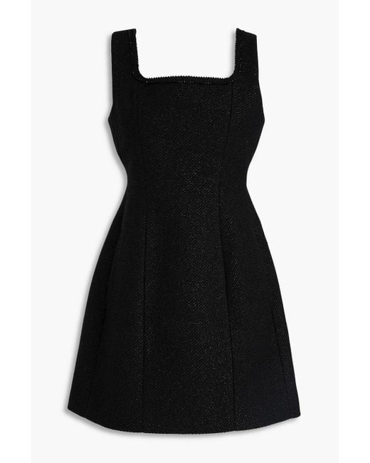 Maje Black Crystal-embellished Metallic Tweed Mini Dress
