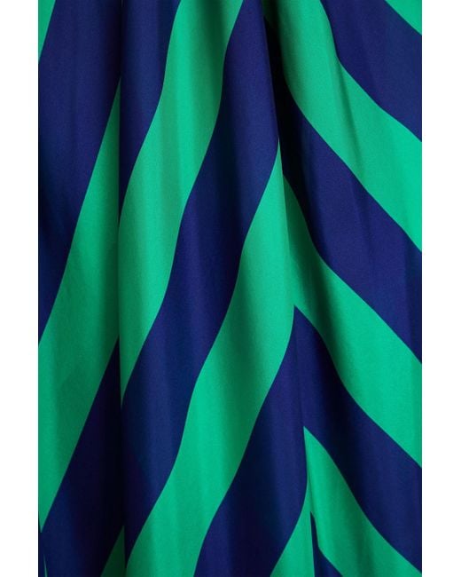 Zimmermann Green Ruffled Striped Silk-satin Maxi Dress