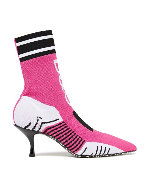 Dolce & Gabbana Pink Lori Jacquard-knit Sock Boots