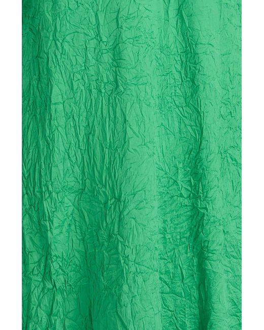 Ganni Green Crinkled-satin Midi Dress
