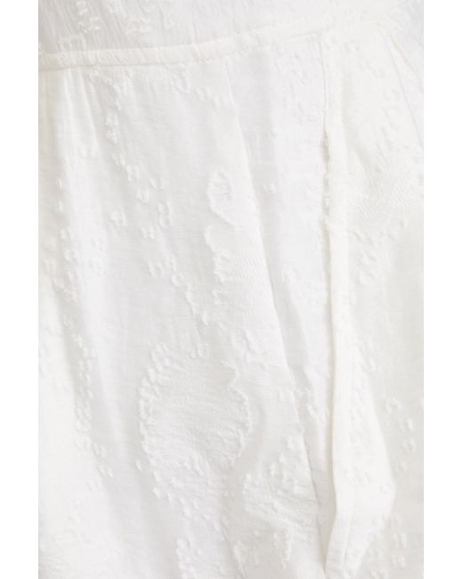 IRO White Wrap-effect Pleated Devoré Playsuit