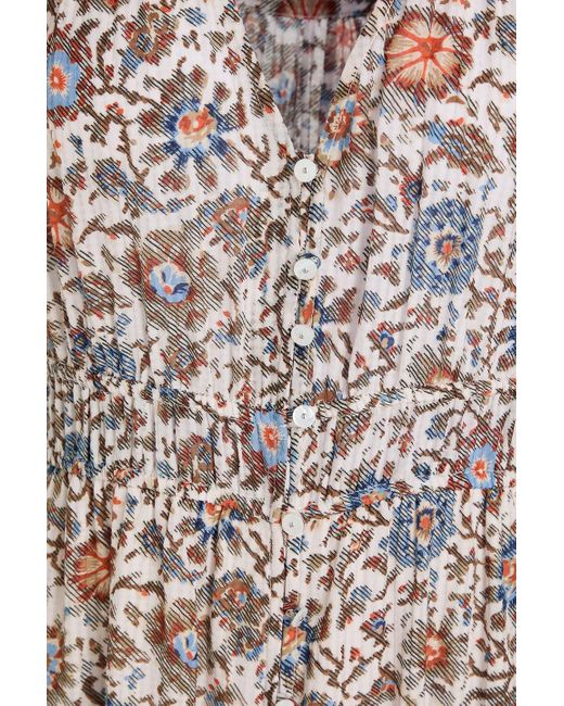 Veronica Beard White Dolci floral-print seersucker midi dress