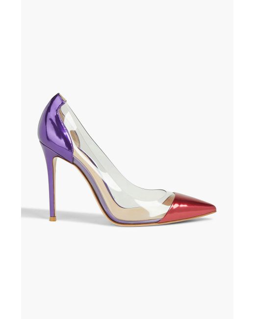 Gianvito Rossi Plexi Twotone Glossedleather And Pvc Pumps in Red Lyst