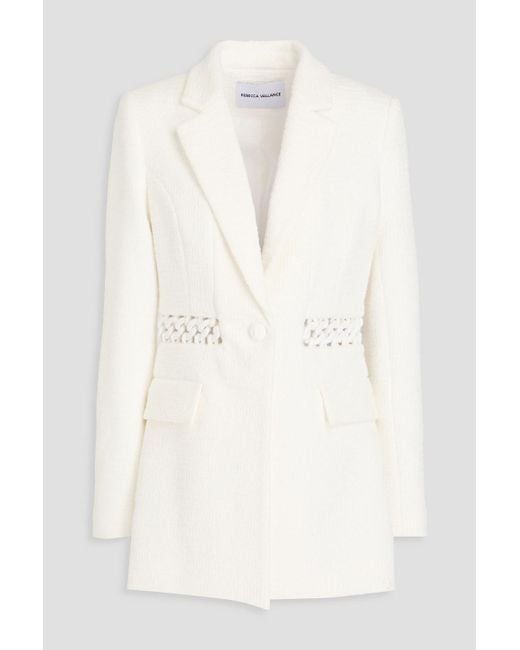 Rebecca Vallance Natural Claire Chain-embellished Bouclé-tweed Blazer
