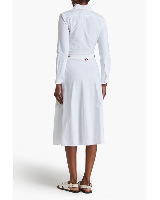 Thom Browne White Cotton-Piqué Midi Shirt Dress