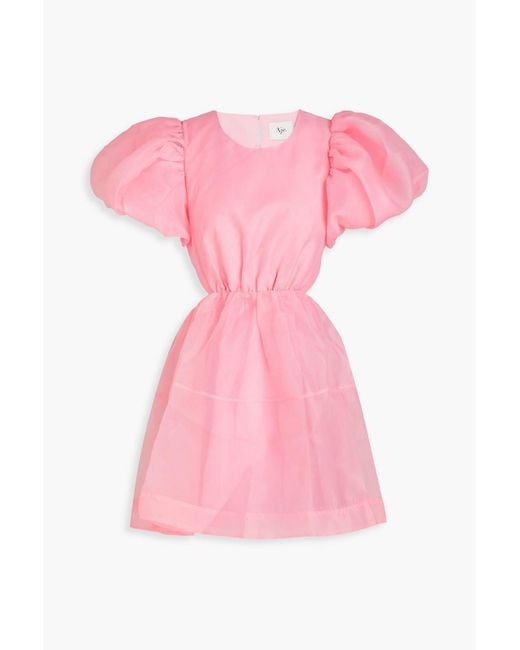 Aje. Pink Simplicity Cutout Gathered Organza Mini Dress