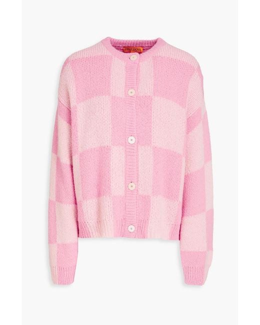 Stine Goya Pink Checked Jacquard-knit Cardigan