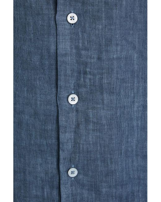Canali Blue Linen Shirt for men