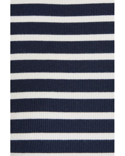 Veronica Beard Blue Jordyn Striped Ribbed Stretch-Pima Cotton Jersey Tank