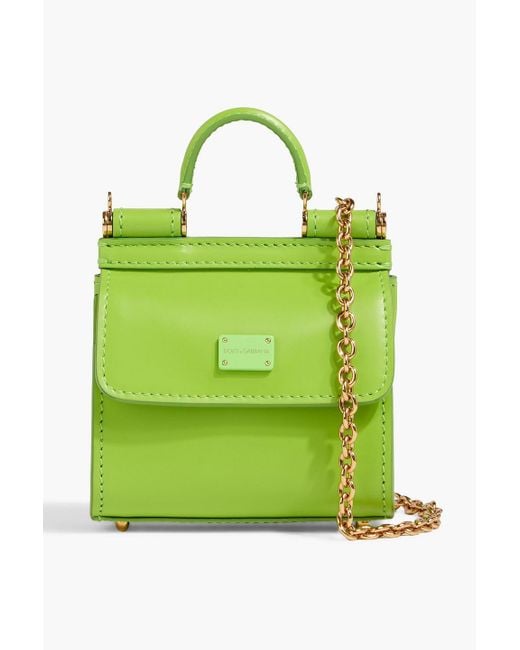 Dolce & Gabbana Green Mini Sicily Leather Shoulder Bag