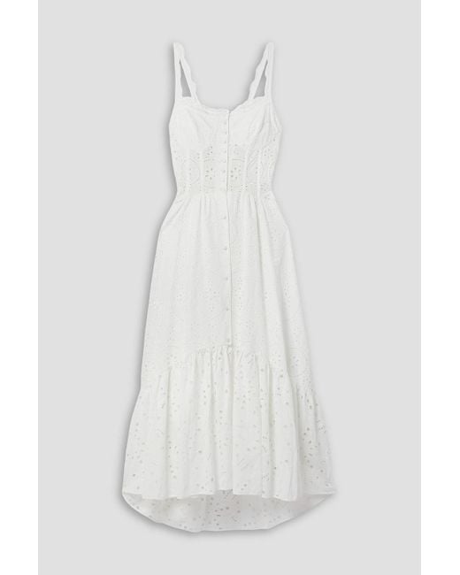 Charo Ruiz White Irene Tiered Broderie Anglaise Cotton-blend Maxi Dress