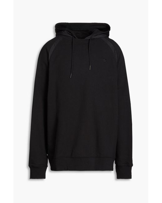Adidas Originals Black Shell-paneled French Cotton-terry Hoodie for men