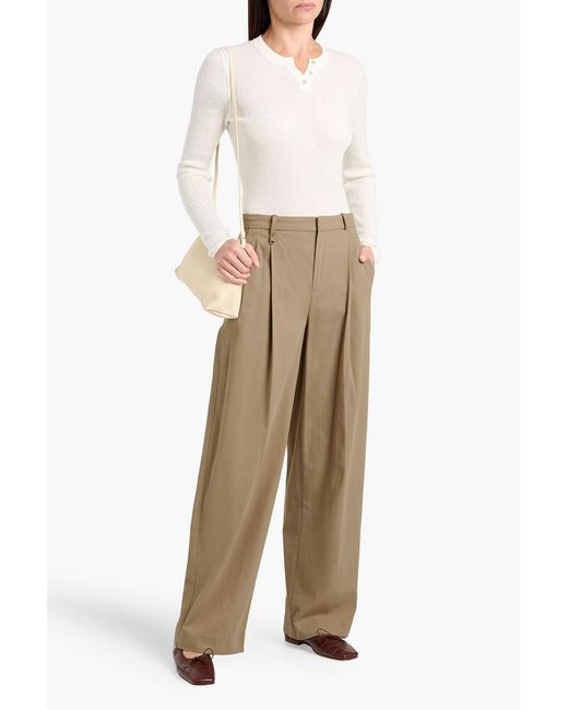 Vince White Ribbed Cashmere And Silk-Blend Sweater