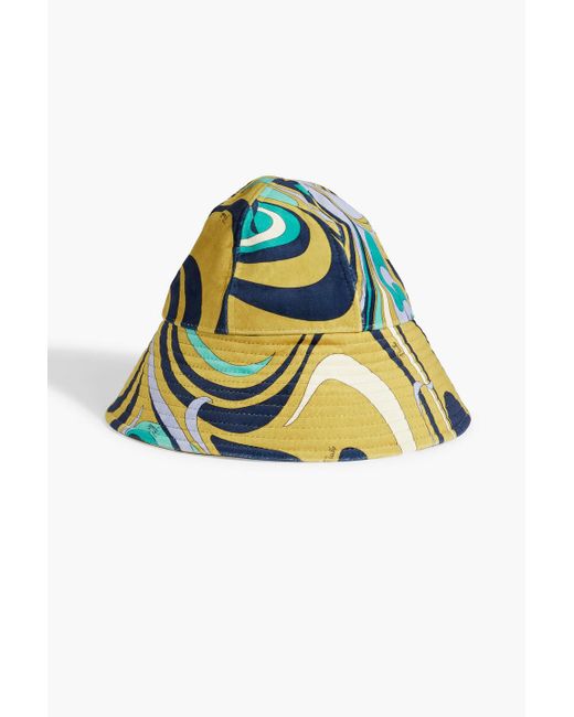 Emilio Pucci Yellow Printed Velvet Bucket Hat