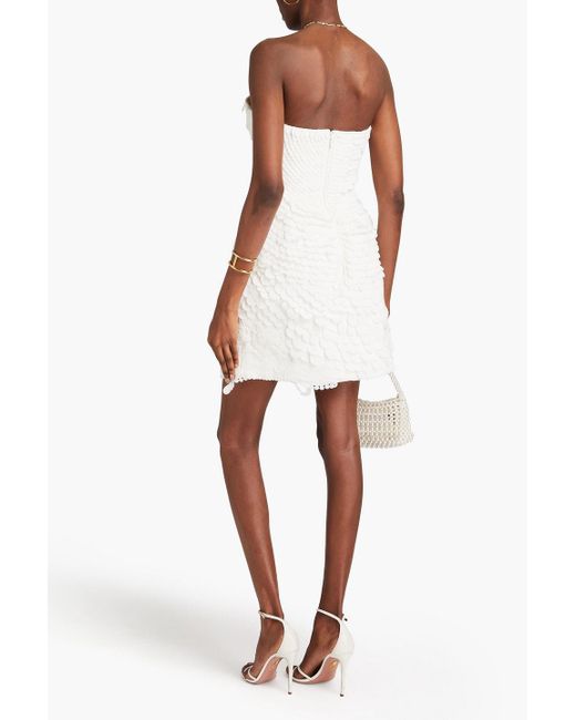 Zimmermann White Strapless Embellished Cotton And Linen-blend Gauze Mini Dress