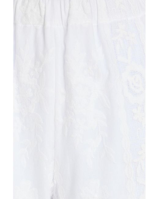 Wales Bonner White Willow Cotton-Lace Wide-Leg Pants