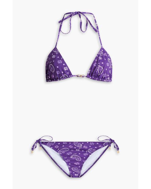 Maje Purple Neckholder-bikini mit paisley-print