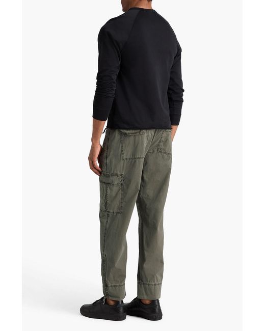 James Perse Green Stretch-Cotton Cargo Pants for men
