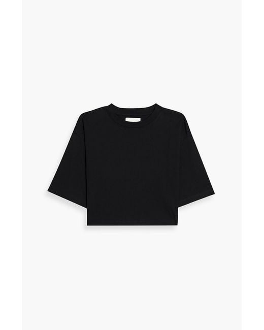 Loulou de Saison Black Gupo Cropped Pima Cotton-jersey T-shirt