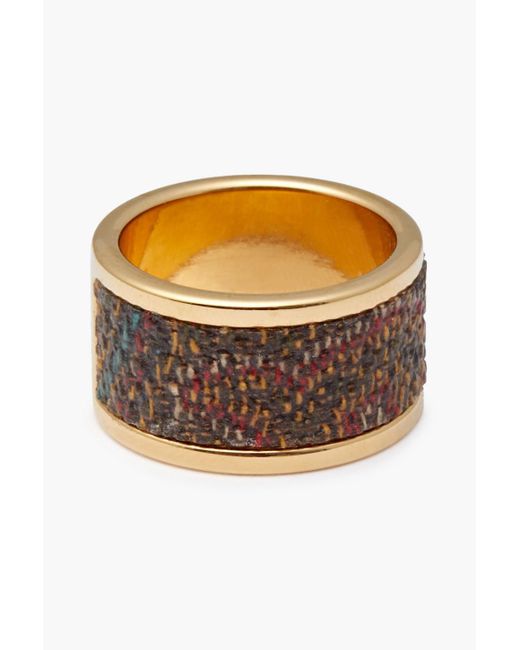 Etro Metallic Coated-canvas, Gold-tone And Crystal Ring