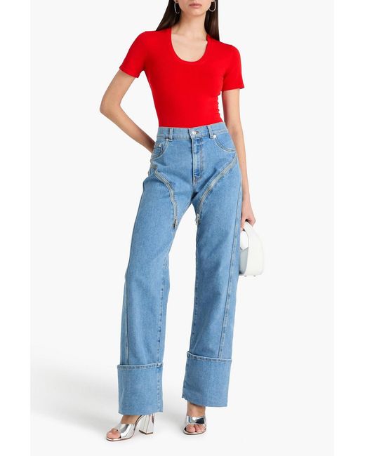 Mugler Blue High-Rise Straight-Leg Jeans