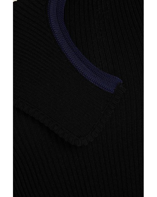 Jacquemus Black Aceno One-shoulder Ribbed-knit Top