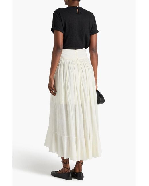 Zimmermann White Ruffled Cotton Maxi Skirt