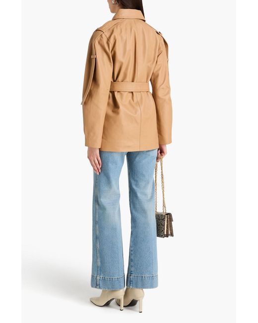 Victoria Beckham Natural Belted Leather Jacket