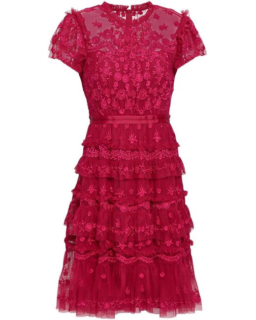 Needle & Thread Darcy Embroidered Tulle Mini Dress