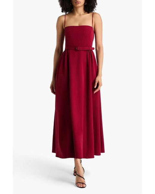 Roland Mouret Red Belted Crepe Maxi Dress