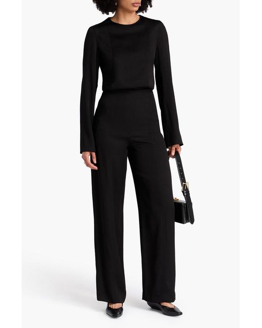 Loulou de Saison Black Talia Twill Wide-leg Pants