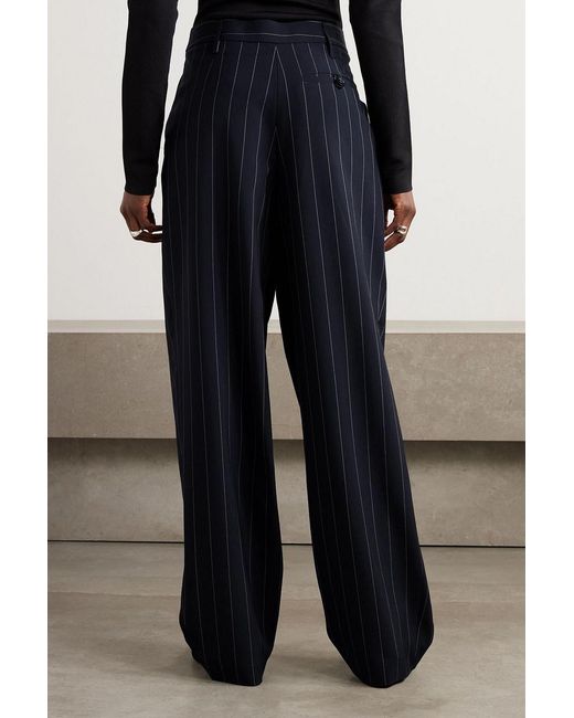 Stella McCartney Blue Paneled Pinstriped Wool-blend Wide-leg Pants