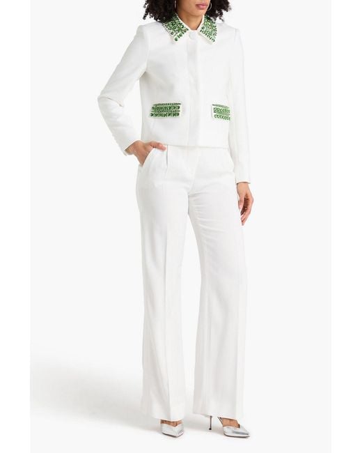 Veronica Beard Green Imogen Crystal-Embellished Crepe Jacket