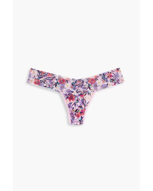 Hanky Panky Pink Floral-print Stretch-lace Low-rise Thong