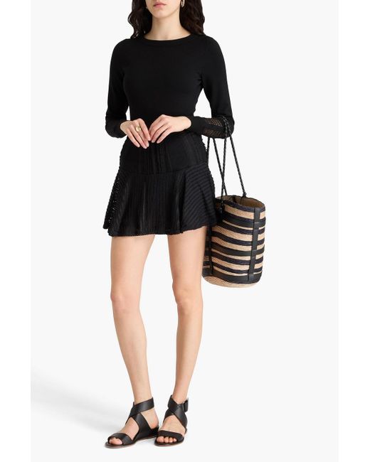 Charo Ruiz Black Hamaty Tulle-Trimmed Lace Mini Skirt